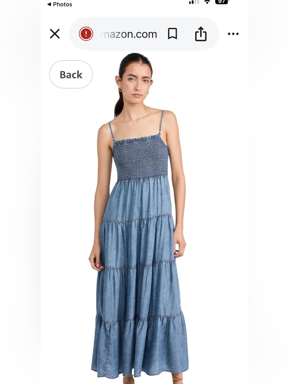 Z Supply Smocked Denim-Look Maxi Dress in Dusty Blue - Picture 4 of 4
